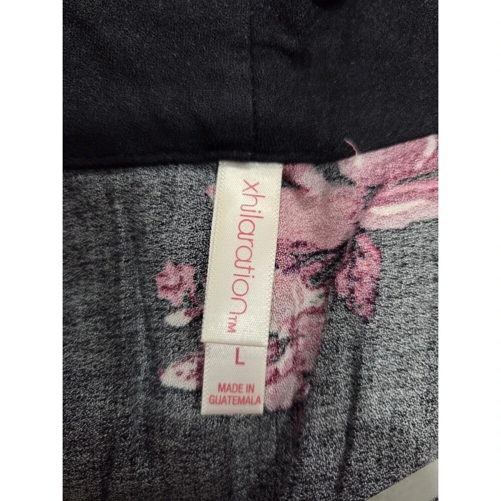 Xhilaration Black Floral Draped Collar Shawl Cardigan Womens Size Large